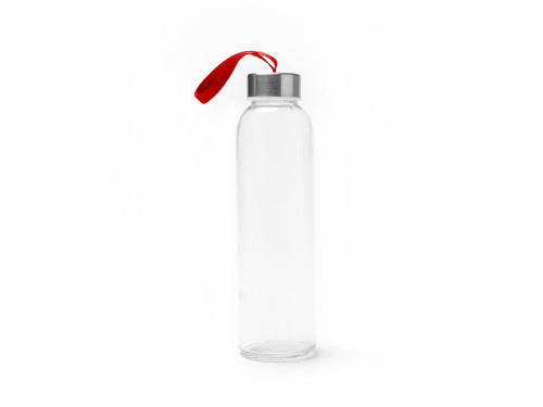 Бутылка стеклянная CAMU в чехле из неопрена, 500 мл, прозрачный/красный