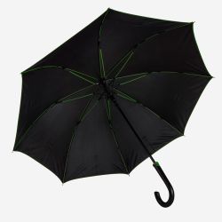 Зонт-трость BACK TO BLACK, пластиковая ручка, полуавтомат (черный, зеленый)